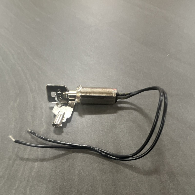 Metal Key Switch Lock Cylinder w/ Wire Leads, 2 Keys, Silver/Black