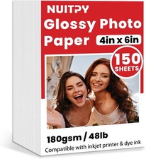 150 Sheets Glossy Photo Paper, 4in x 6in Inkjet 4''x6''-150 Sheets, White