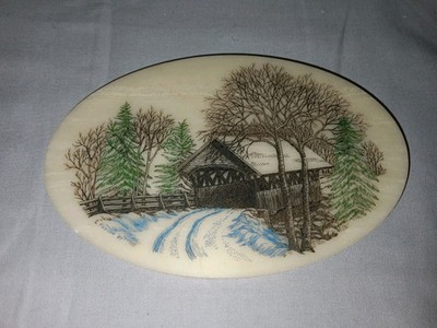 Covered Bridge Authentic Handcraft From Tennessee Etched Marbe Art Desk Decor