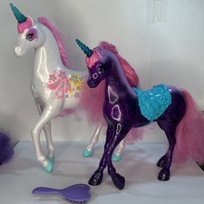 SET OF 2 Barbie Dreamtopia Unicorns Brush 'n Sparkle w/Lights Sounds WORKS