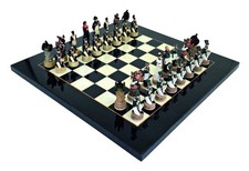 Italfama Napoleon vs Russia Chess Set, Hand-Painted, Maple Board