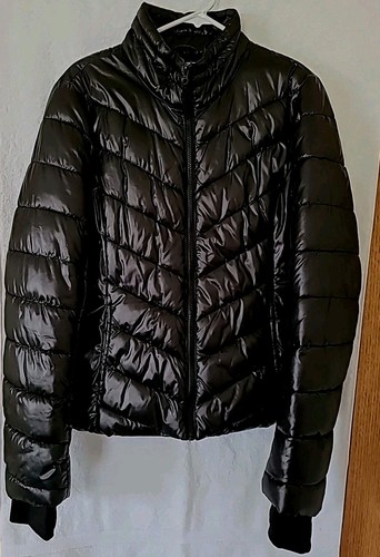 Aeropastale Live Love Dream Womens Glossy Puffer Jacket Size XL/TG Black - Picture 1 of 4