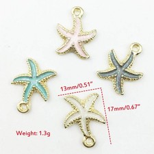 13 Pieces Alloy Enamel Assorted Small Ocean Starfish Conch Seashell Charms Pe...