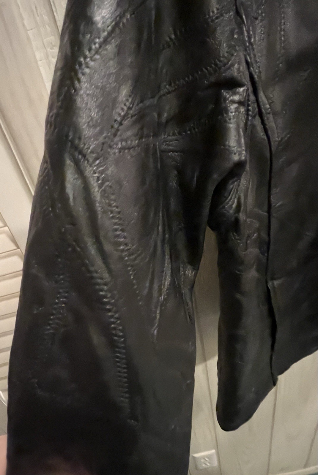 CELLINI Black Leather Patchwork Jacket Size XL-BU… - image 3