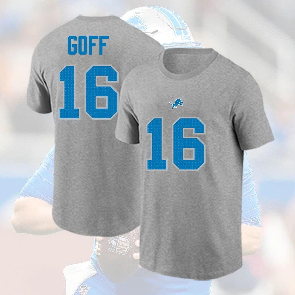 Jared Goff #16  Detroit Team Name and Number Player 2025 Gift For Fan