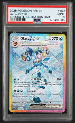 2025 Pokémon Prismatic Evolutions Glaceon Ex 150/131 SIR PSA 9 Mint SIR