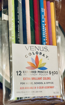 VENUS COLORAY COLORED PENCILS 12 EXTRA BRILLIANT COLORS IN HANDY POUCH - NOS