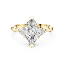 1.3 CT Marquise & Trillion Three-Stone Diamond Engagement Ring in Gold/Platinum