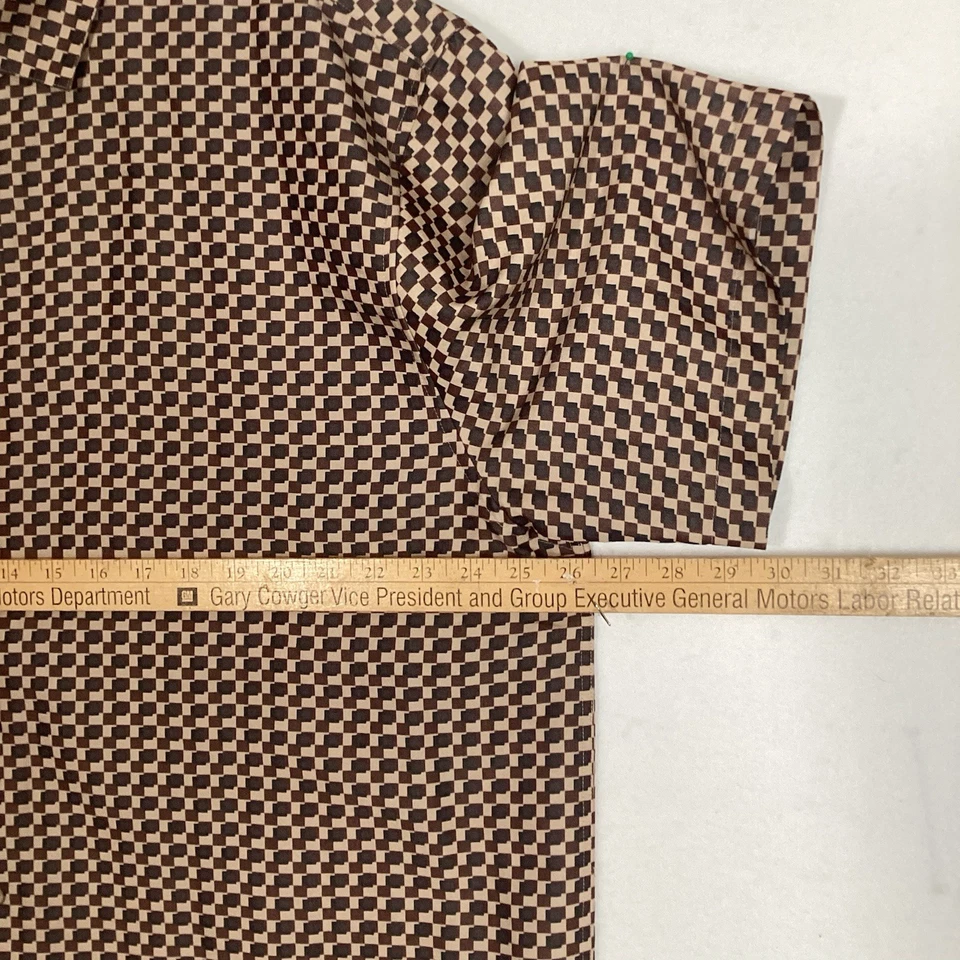 Керамическая мужская рубашка с коротким рукавом с воротником XL клетчатая желтовато-коричневая коричневая серая - Изображение 3 из 4