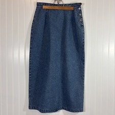 Vintage Y2K Denim Midi Skirt Size 8 Western Ranch Festival Blue Prairie 90s Norm
