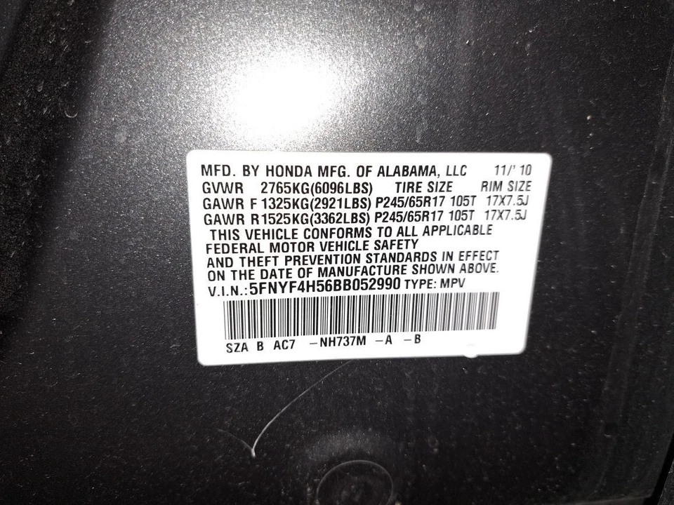 Lâmpada traseira lateral de passageiro Rh 2011 Pilot Sku#4270218 - Imagem 4 de 4