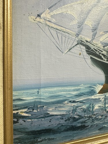 K.MASKELL SAILING SHIP ORIGINAL OIL ON CANVAS PAINTING 16x12 - Picture 4 of 7