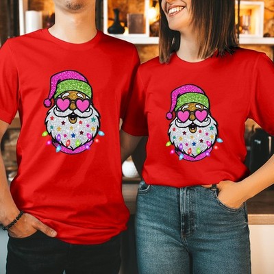 Rosa Weihnachtsmann Sonnenbrille Weihnachten Shirt lustig Santa Lichter Sweatshirt Hoodie 5152