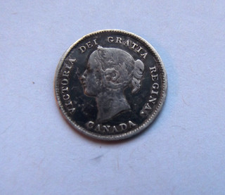 Canada 1893 Silver 5 Cents KM# 2 FINE 92.5% silver .0346 troy ounce