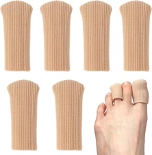Toe Caps Closed & Finger Fabric Sleeve Protectors with Gel 6 Medium 