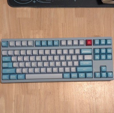 ZoomTKL Custom Mechanical Keyboard Blue with Drop MT3 Fairlane Keycap Set