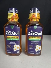 2 Pack Vicks ZzzQuil Soothing Sleep Nighttime Sleep-Aid Chamomile Honey 12 Fl oz