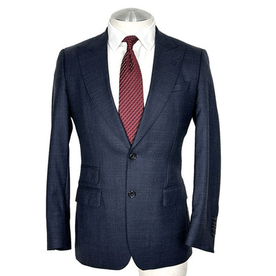 Loro Piana Accademia Bespoke Wool & Silk Blend Blue Cross Hatch Blazer 38 R