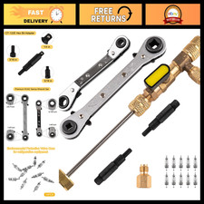 Hvac Valve Core Remover Installer Tool Set Dual Size Wrench Hex Bit Adapters