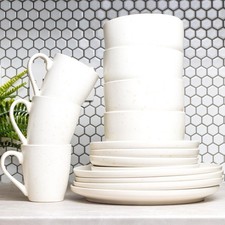 ROYALFORD 16pc Stoneware Dinner Set Plates & Bowls 4 Person Crockery Gift Idea