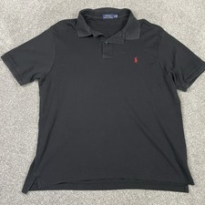 Ralph Lauren Polo Shirt Mens 2XB Big Black Short Sleeve Red Pony Cotton Casual