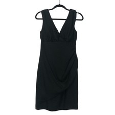 Vintage Little Black Dress Deep V Neck Leslie Fay Womens 8 Sleeveless Cocktail 