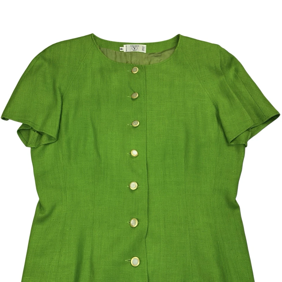 Vestido Valentino Vintage Mujer 14 Líneas Verde Miss V Lana Boucle Italia Forrado Foto 2 de 4