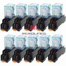 10PCS DC12V DC Coil Power Relay LY2NJ DPDT 8 Pin HH62P JQX-13F With Socket Base
