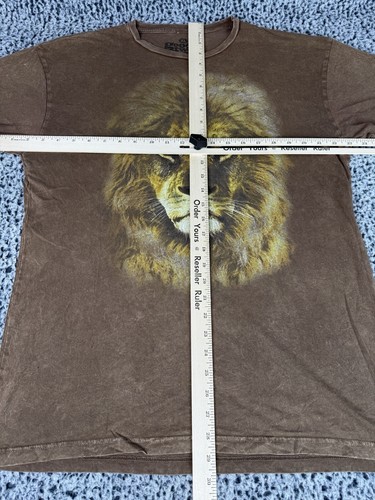 Goodie Two Sleeves Mens Lion Graphic Brown Wash Shirt New XL - Picture 7 of 9