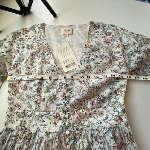 Sezane Womens Robe Bonnie Dress FR 34 / US 2 Botanical Garden Long Floral Tiered - Picture 5 of 8