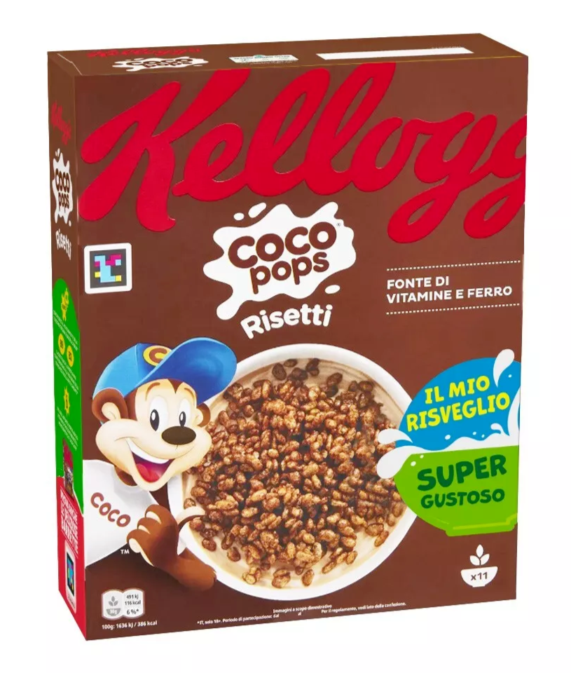 KELLOGG'S COCOPOPS Cereali 330 gr Riso soffiato Cioccolato Cacao Colazione Coco