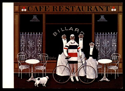 POSTCARD Jan Balet - The Champion Cyclist in Front of Cafe Art UNP