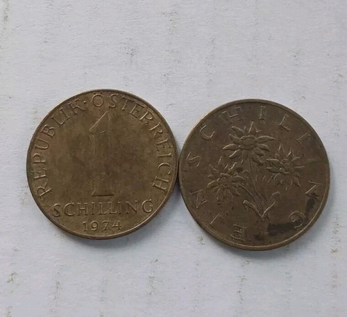 Austrian One Schilling Coin Lot-1974 & 1981 Aluminum Bronze Extra Fine Free Post