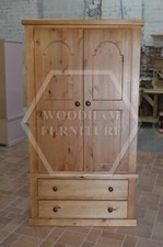 HANDMADE DIANA SOLID PINE GENTS WARDROBE IN LIGHT OAK WAX (NOT FLATPACKED)