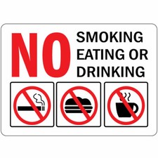 Horizontal Metal Sign Multiple Sizes No Smoking Eating Or Drinking Symbols OSHA