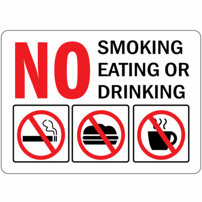 Horizontal Metal Sign Multiple Sizes No Smoking Eating Or Drinking Symbols OSHA