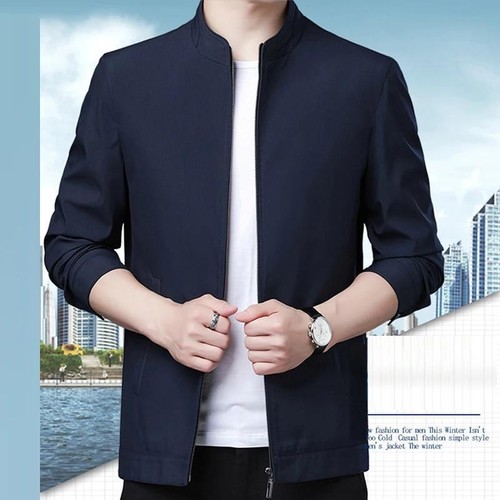 Casual Business Autumn Spring Jackets Outwear Top Men's Zipper Lapel Collar Coat - Picture 7 of 17