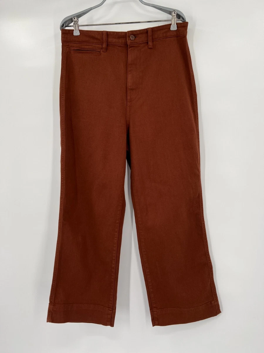 Quince Women's Rust Stretch Cotton Twill Wide-Leg Crop Pants sz 31  Brown-Orange