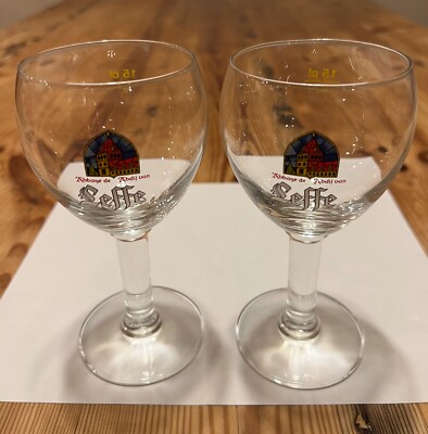 LEFFE Belgian Beer Glass. Chalice/Goblet Abbaye De Abdij Van Leffe 25CL SET OF 2