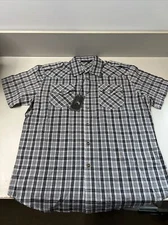Possi Atti Mens Plaid Dress Shirt Short Sleeve XL AH11877