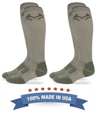Realtree Mens Outdoor Merino Wool Tall Long Over the Calf Boot Socks 2 Pair Pack