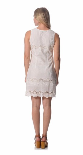 Women's White Jubilee Lace Trim Cotton Summer Beach Day Dress **NEW - Picture 5 of 6