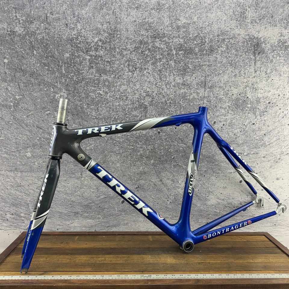 Juego de cuadro Trek OCLV 120 fibra de carbono 54 cm EE. UU. 700c azul aero vintage 130 mm Foto 3 de 4