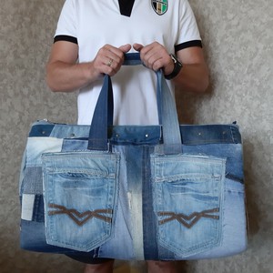 patchwork denim tote bolsa