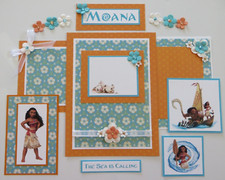 Disney Premade Scrapbook Page/Mat Set - MOANA Handmade 15pc. Set 7