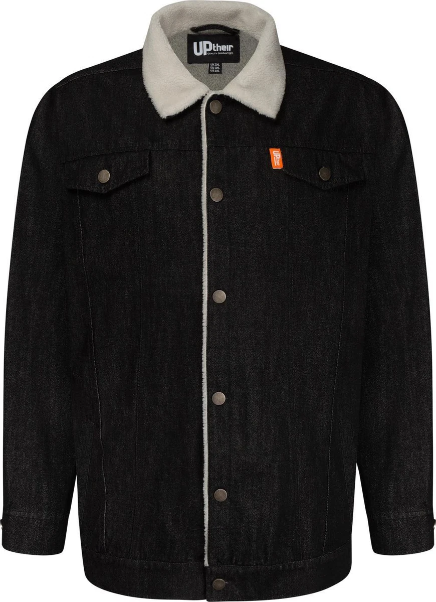 Mens Large Tall Uptheir Ballan Sherpa Lined Trucker Jacket Black 3XL 8XL