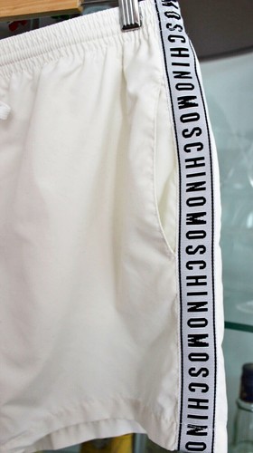 Moschino White Swim Trunks w/ MOSCHINO Signs on both sides sz L $280 Italy - Picture 3 of 10