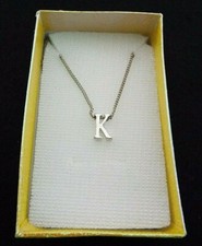 Image of BOXED LETTER 'K' PENDANT IN SILVER COLOUR METAL ON A 16" ADJUST. NECKLACE NEW