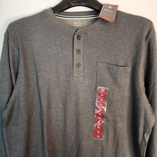 NWT Men's Members Mark Gray Heather Waffle Thermal Henley Size XL