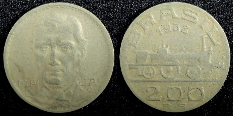 BRAZIL Copper-Nickel 1938 200 Reis Irineu Evangelista de Souza VF KM# 537 (003)